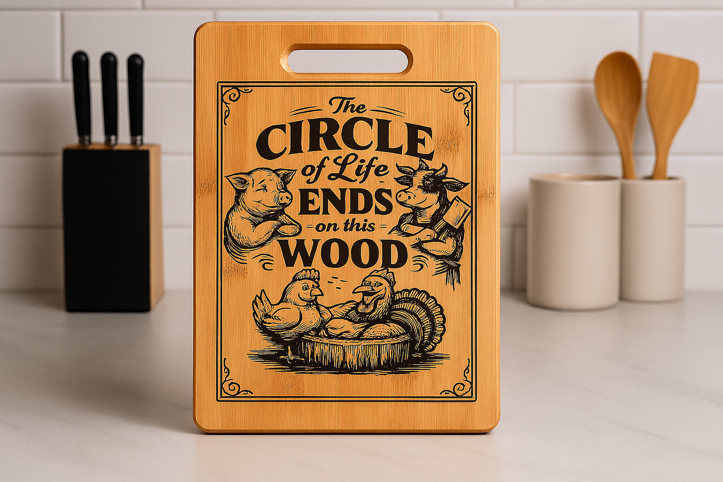 The Circle of Life ends on this wood - Chopping Board