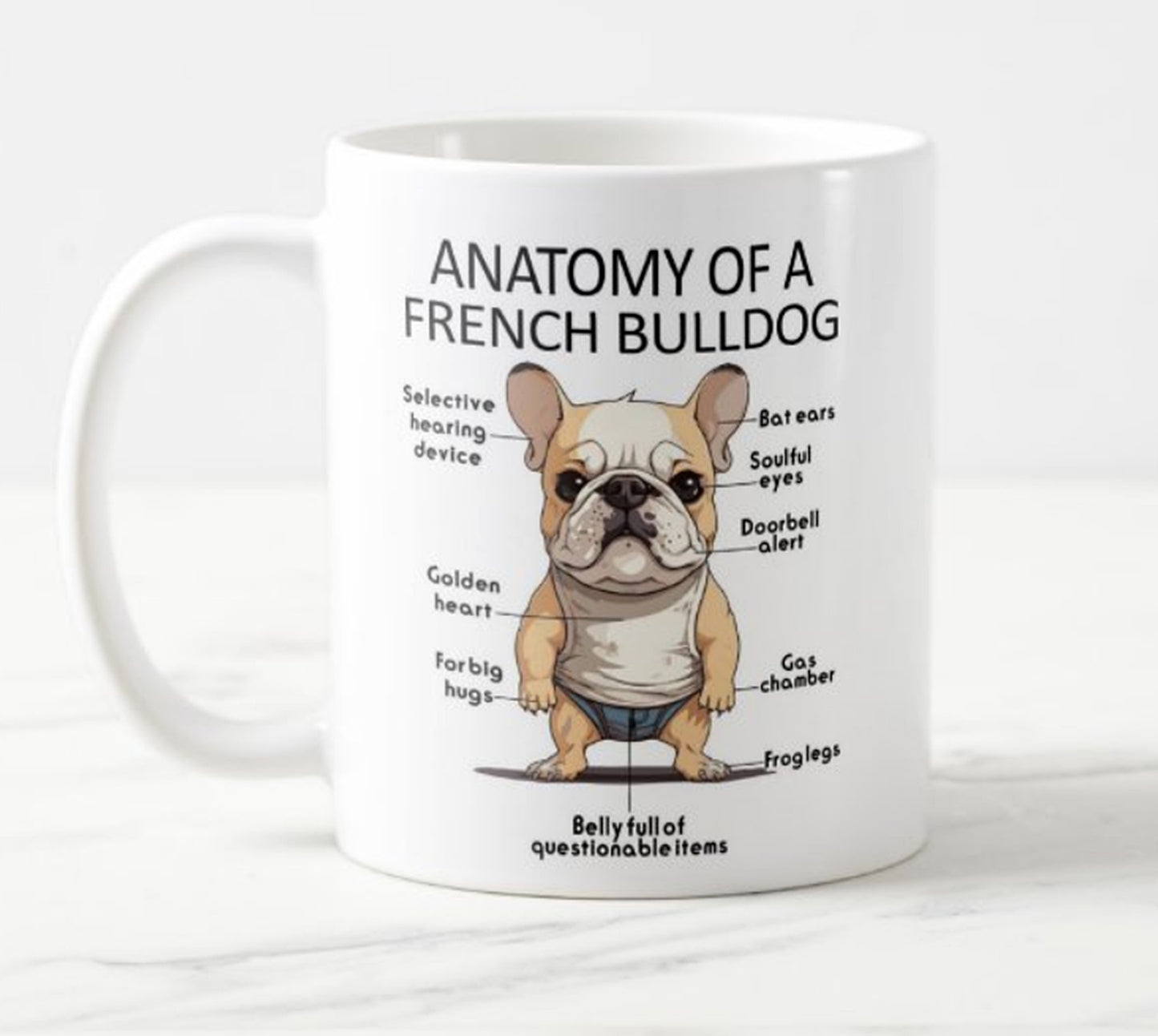 Anatomy of a French Bulldog - Ceramic Mug