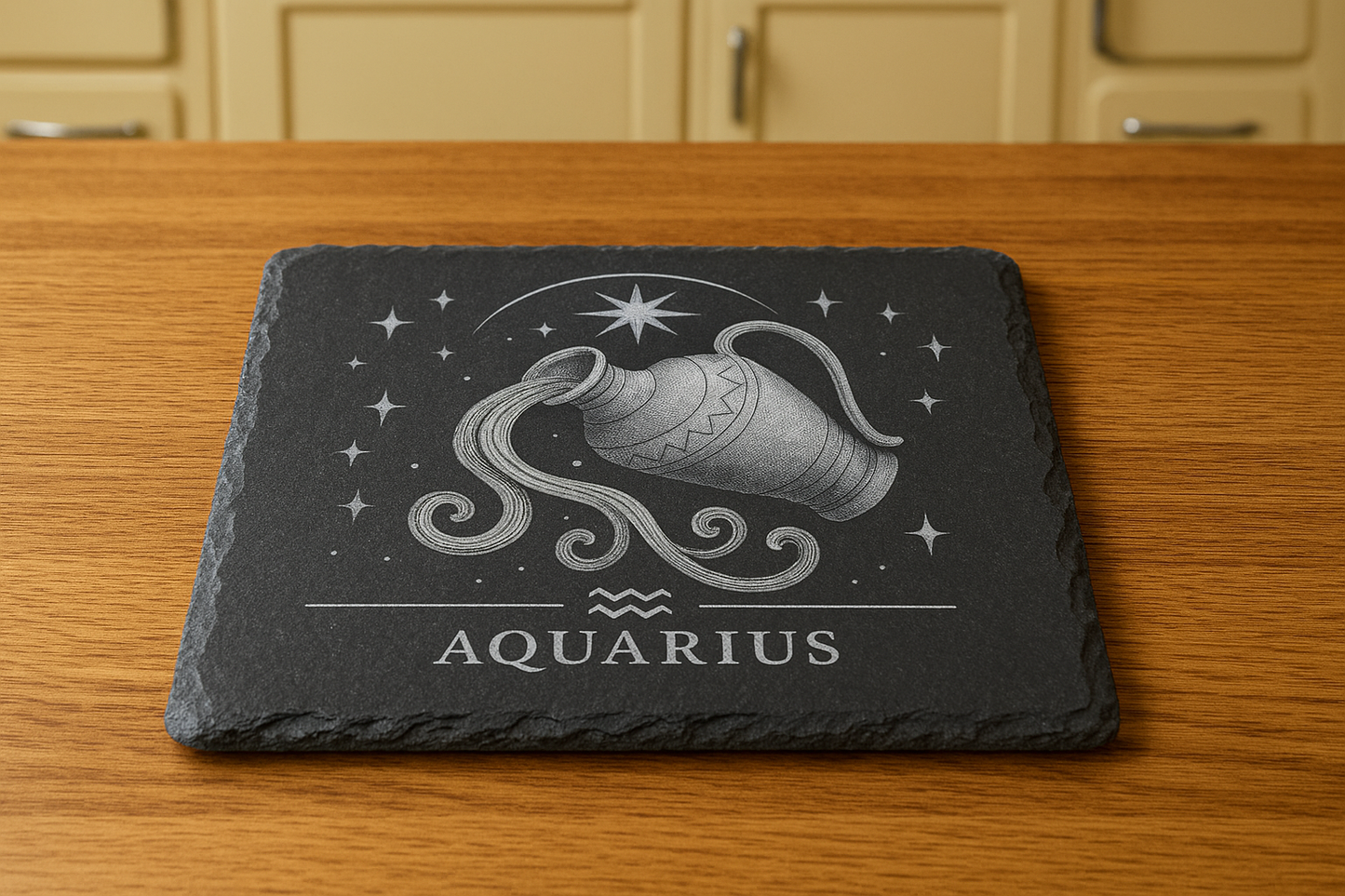 Aquarius Star Sign - Slate Coaster.