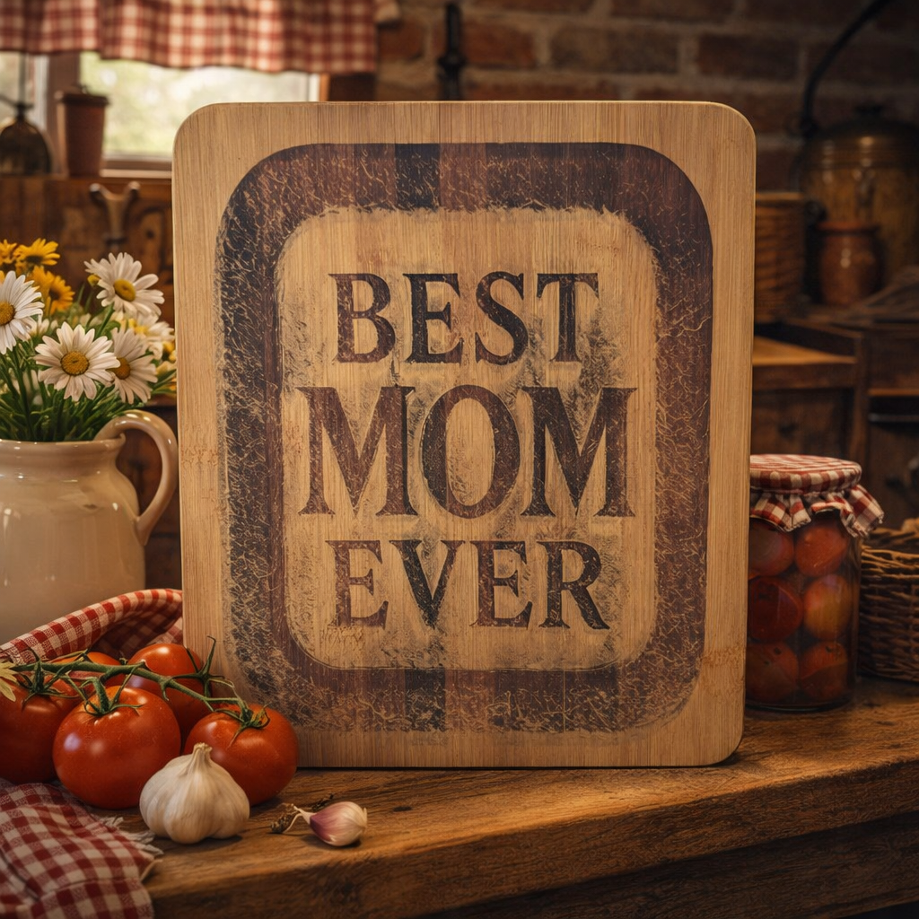 Best Mom Ever - Distressed look Chopping Board.