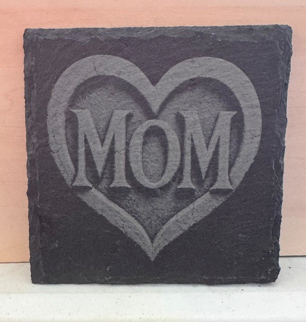 Mom Heart - Square Slate Coaster