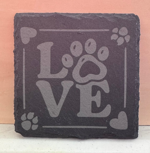 Love Paw Dog Lovers Slate Coaster — Lovely Gift for Dog Lovers