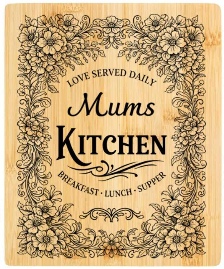Mums Kitchen - Solid Bamboo Chopping Board no handle.