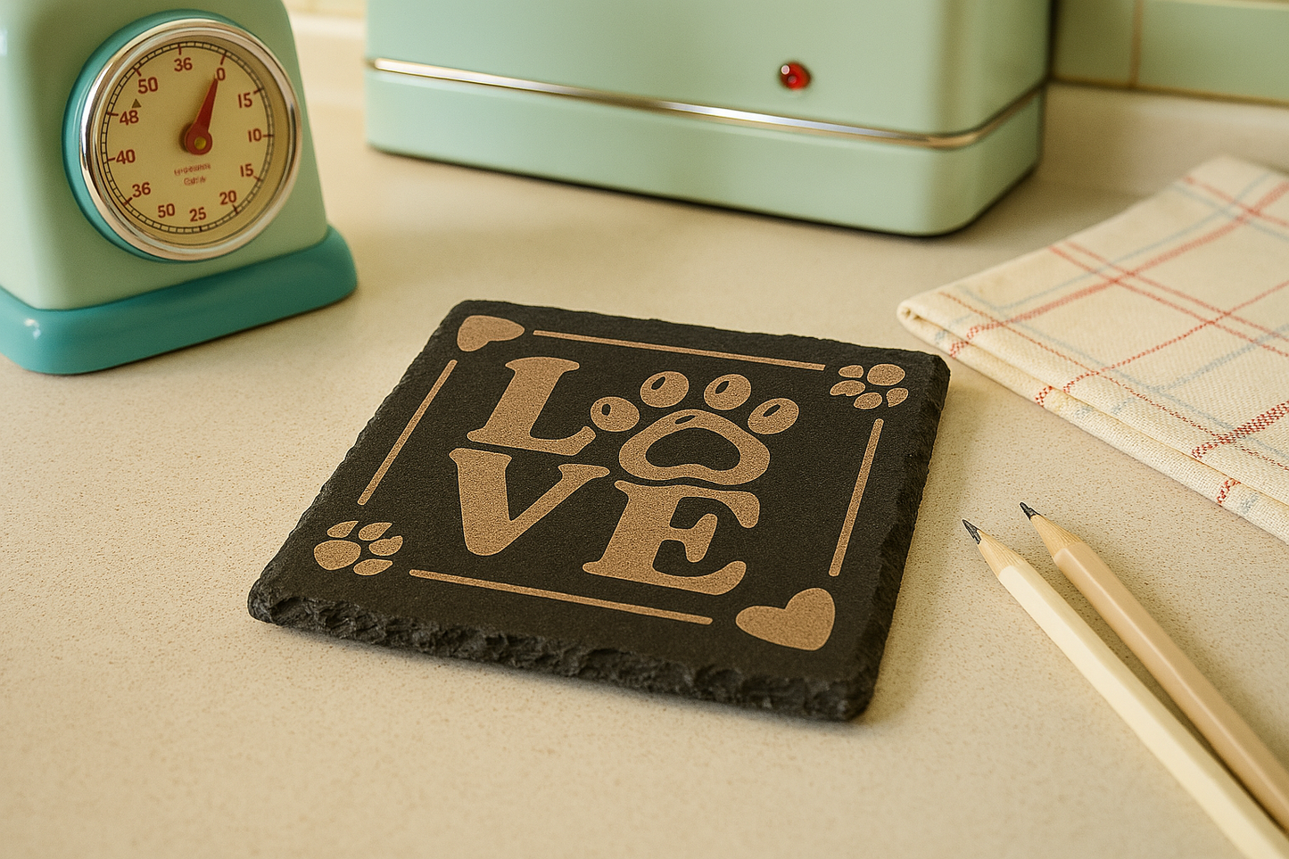 Love Paw Dog - Slate Coaster