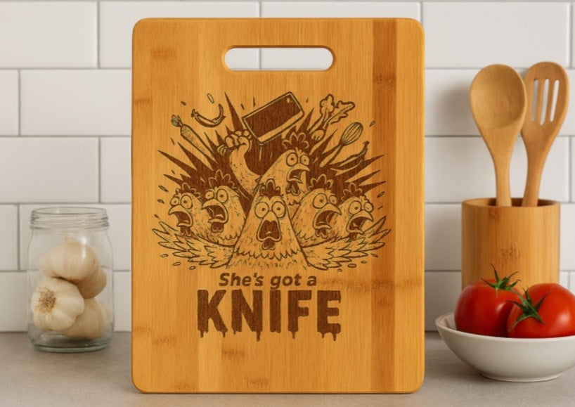She`s got a Knife - Chopping Board
