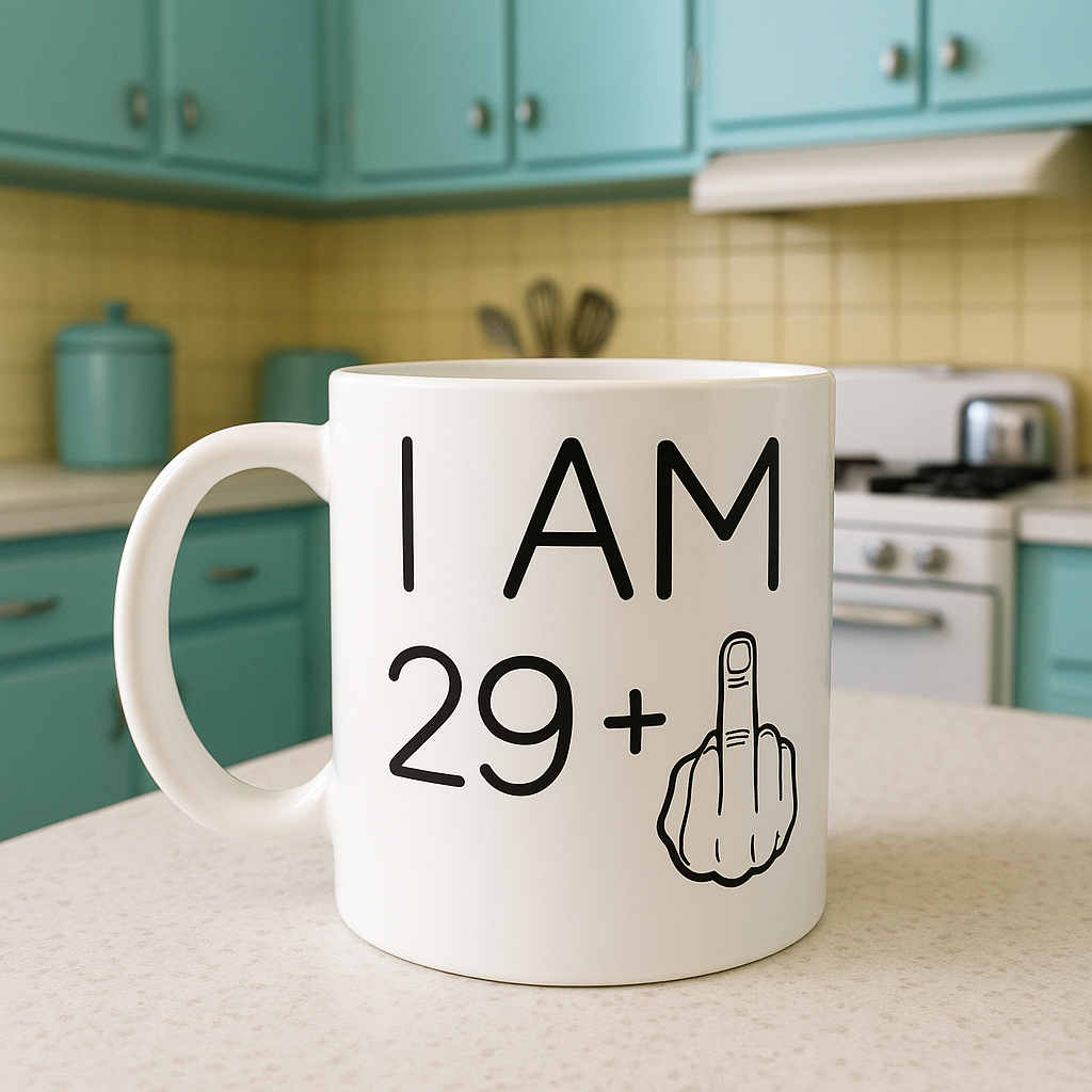 I am 29 + Middle finger - 30th Birthday Mug