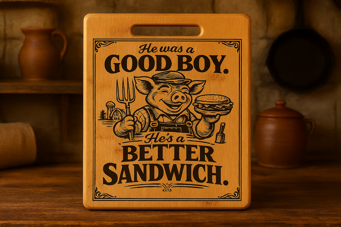 He was A Good Boy Hes a better sandwich - Chopping Board