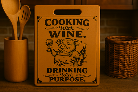 Cooking with Wine drinking with purpose - Chopping Board