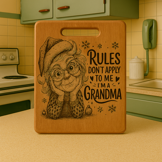 Rules dont apply to Me I`m a Grandma - Christmas theme Chopping Board
