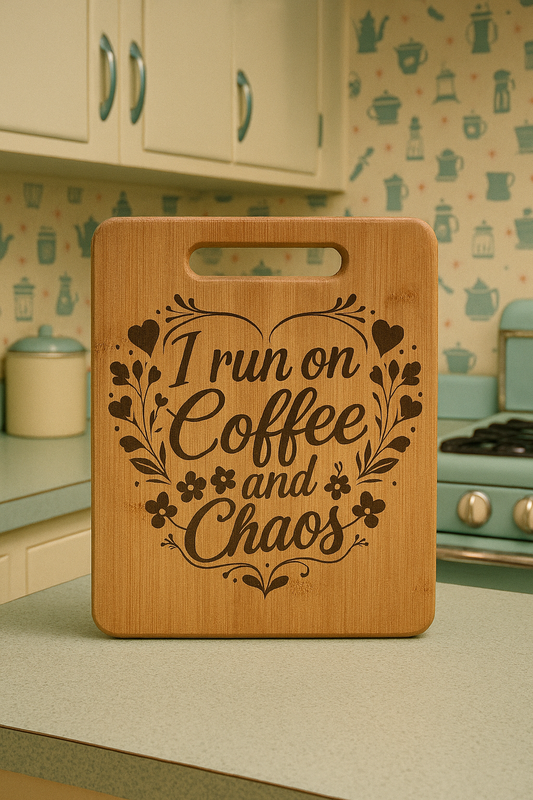 I Run on Coffee and Chaos - Chopping Board