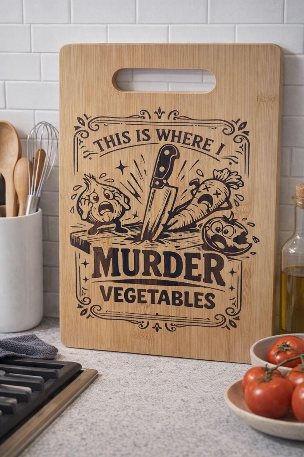 This is where I Murder Vegetables Chopping Board – Laser Engraved Bamboo