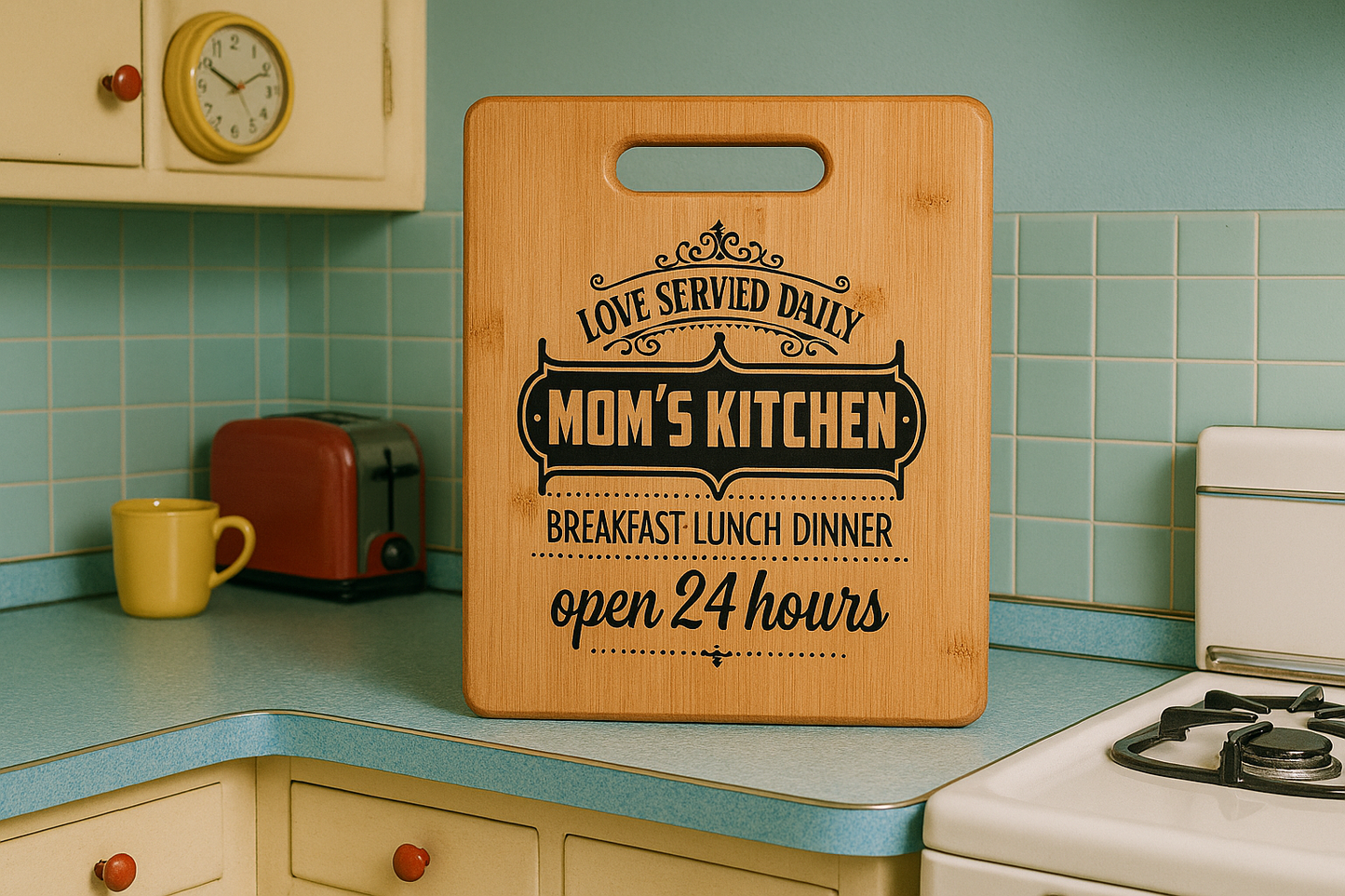 Love served Daily Moms Kitchen - Chopping Board