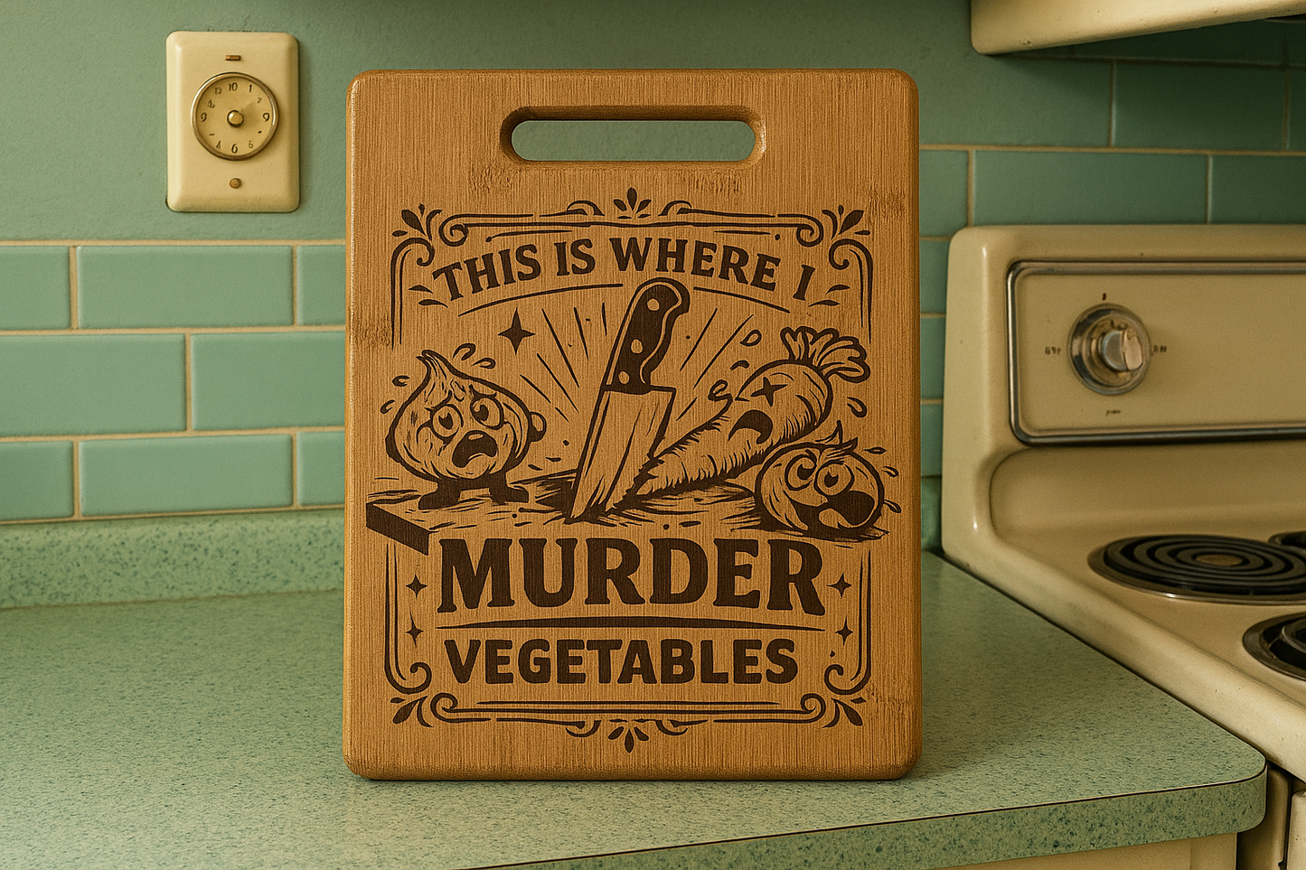 This is where I Murder Vegetables Chopping Board – Laser Engraved Bamboo