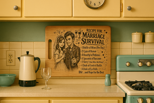 Recipe for Marriage Survival - Wedding Gift Chopping Board