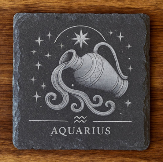 Aquarius Star Sign - Slate Coaster.
