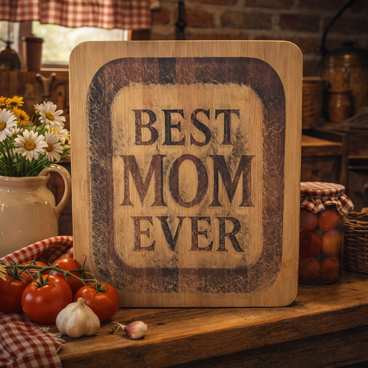 Best Mom Ever - Distressed look Chopping Board.
