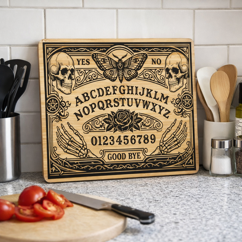 Ouija Spirit Board Bamboo Chopping Board — Unique Halloween & Gothic Gift