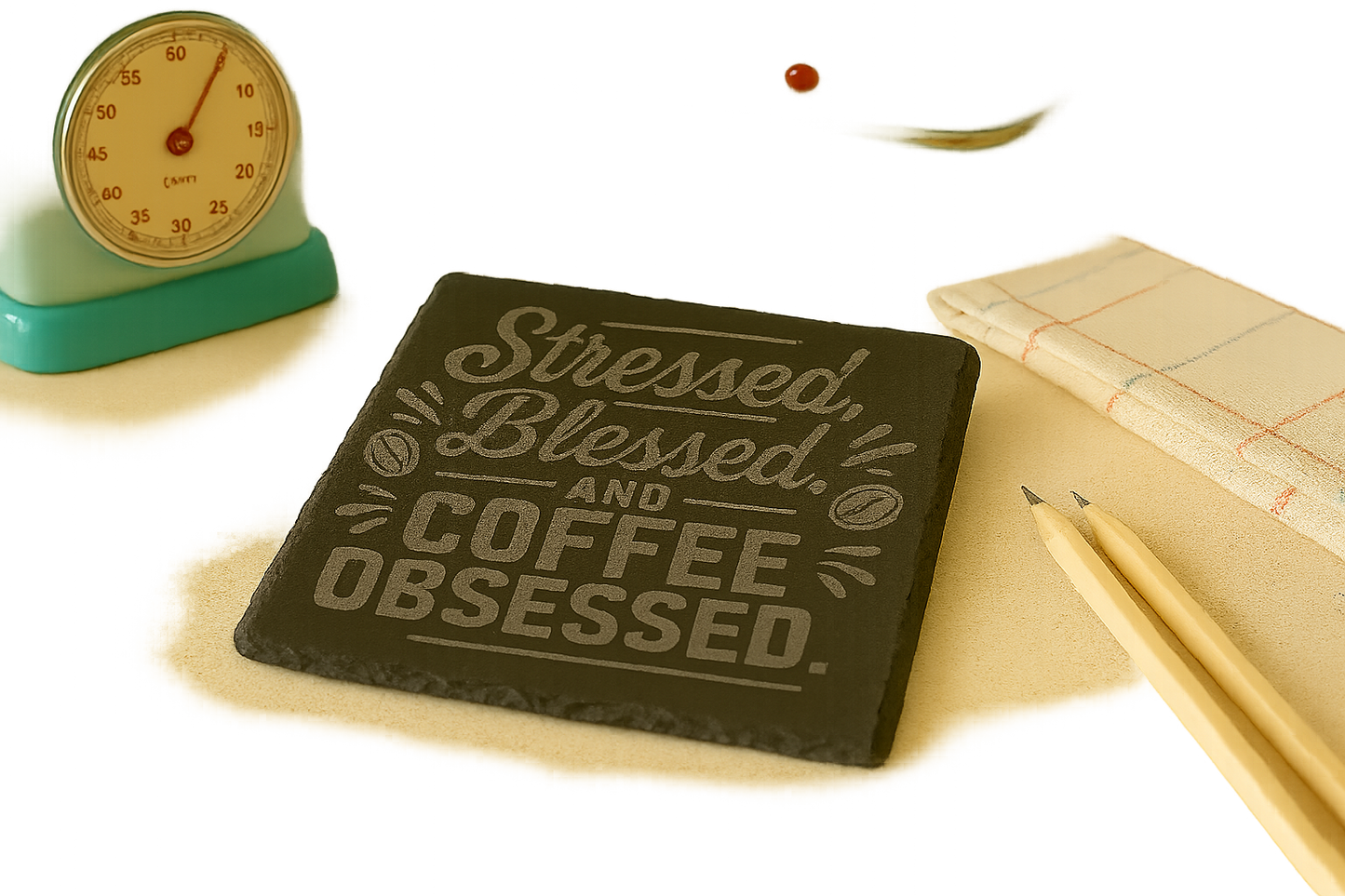 Stressed , Blessed and Coffee obsessed - Slate Coaster