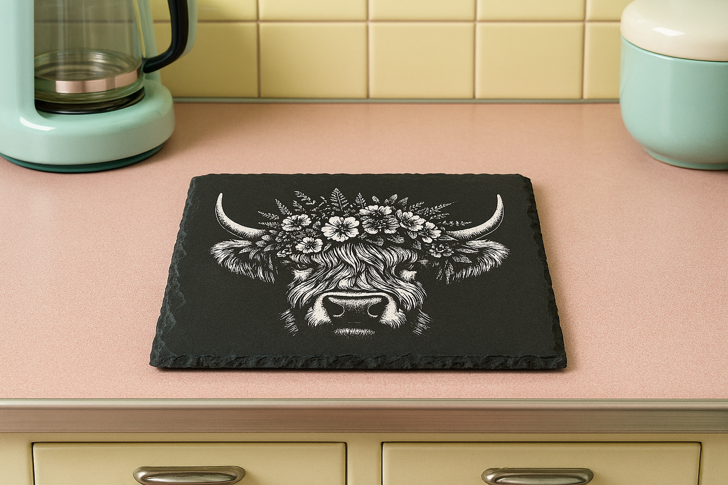 Highland Cow - Slate Coaster
