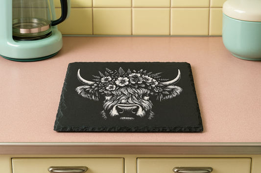 Highland Cow - Slate Coaster