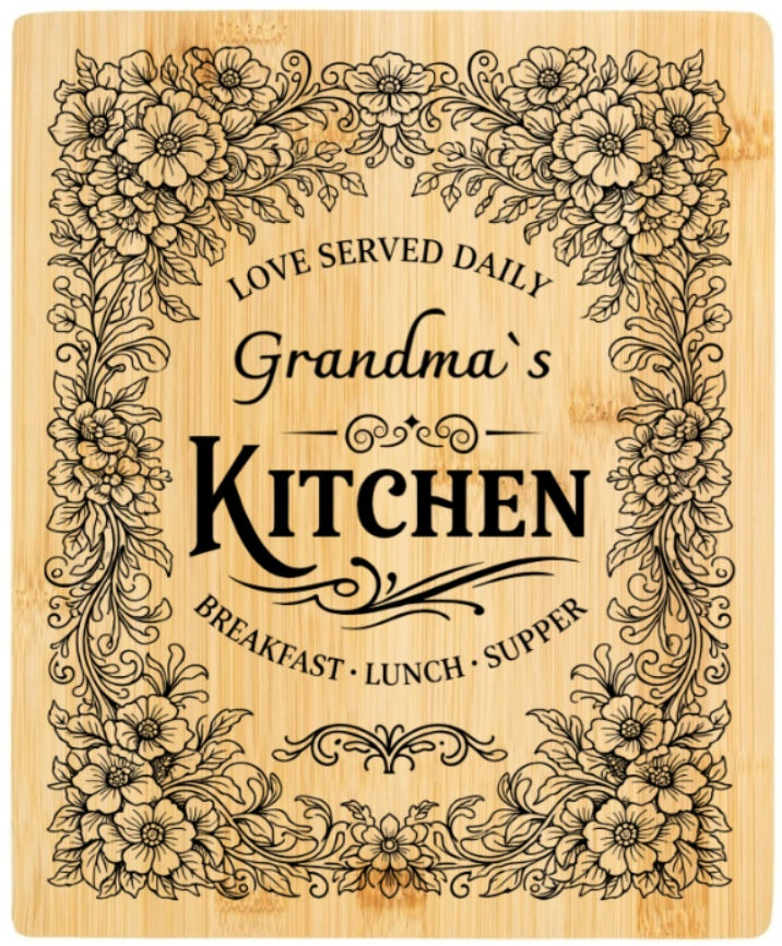 Grandma`s Kitchen - Solid Bamboo Chopping Board No Handle.