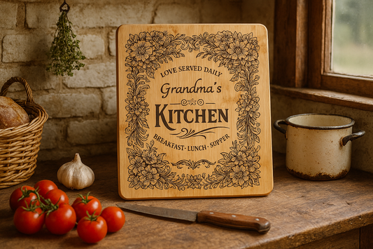 Grandma`s Kitchen - Solid Bamboo Chopping Board No Handle.