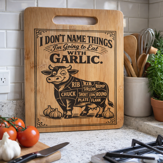 I don`t name things I am going to eat with Garlic - Chopping Board