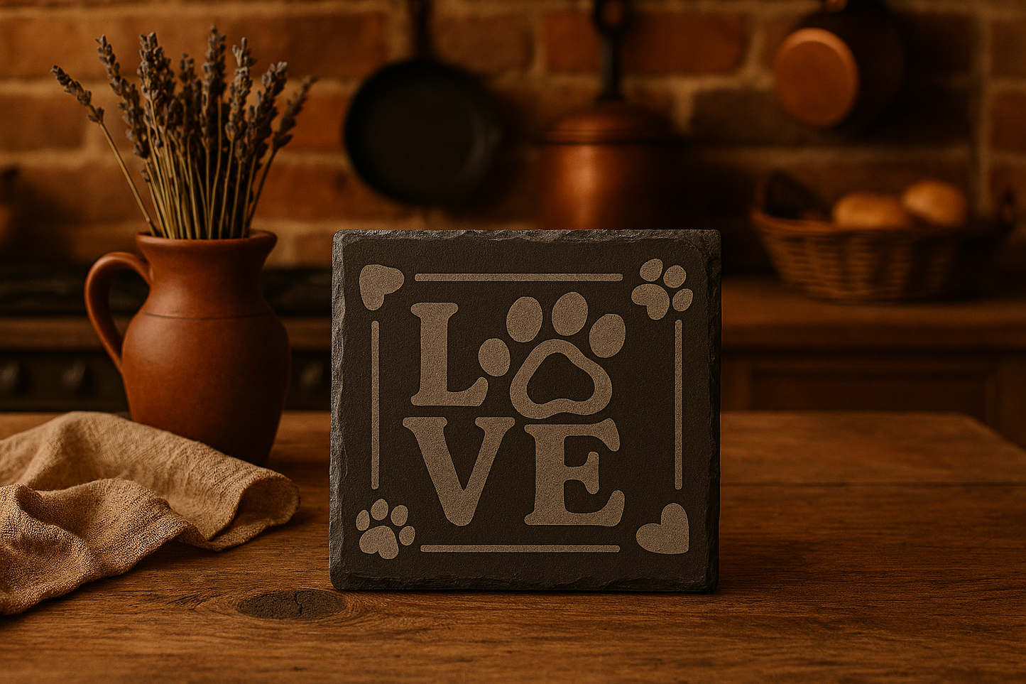 Love Paw Dog Lovers Slate Coaster — Lovely Gift for Dog Lovers