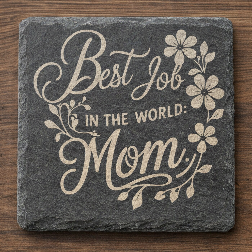 Best Job in the world Mom - Slate Coaster