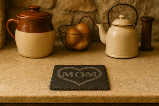 Mom Heart - Square Slate Coaster