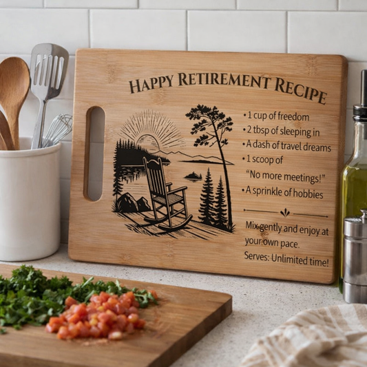Happy Retirement Bamboo Chopping Board — Unique Retirement Gift Idea