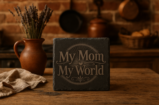 My Mom My World - Slate Coaster